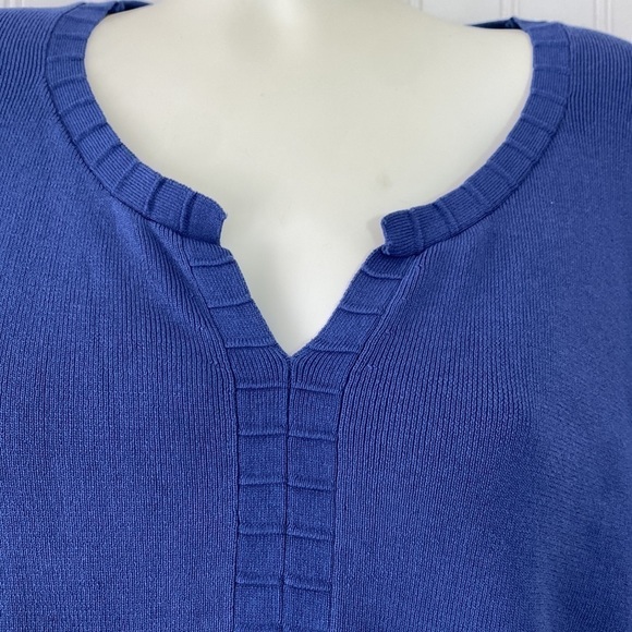 CABLE & Gauge Fine Knit Sweater Womens Large V Neckl8ne 3/4 Sleeves - Picture 4 of 11